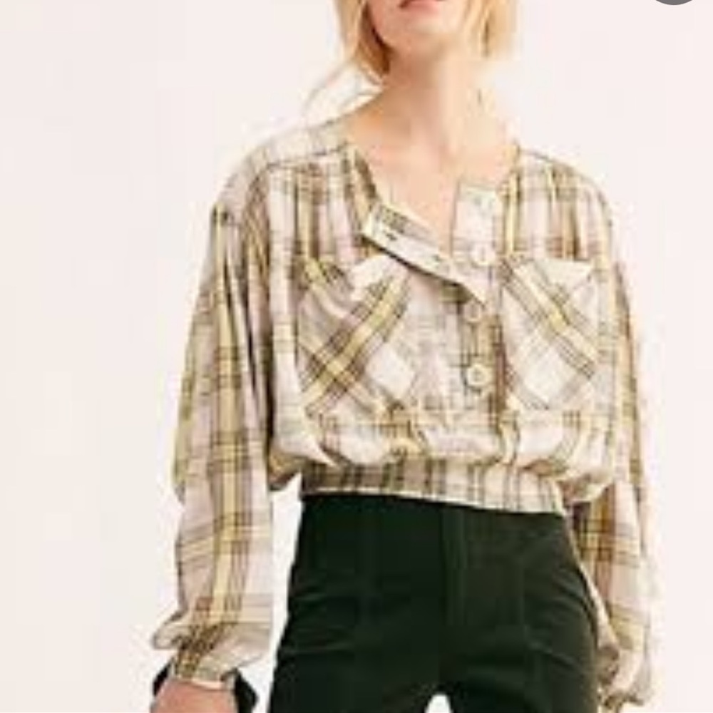 Free People crop Plaid Top - XS